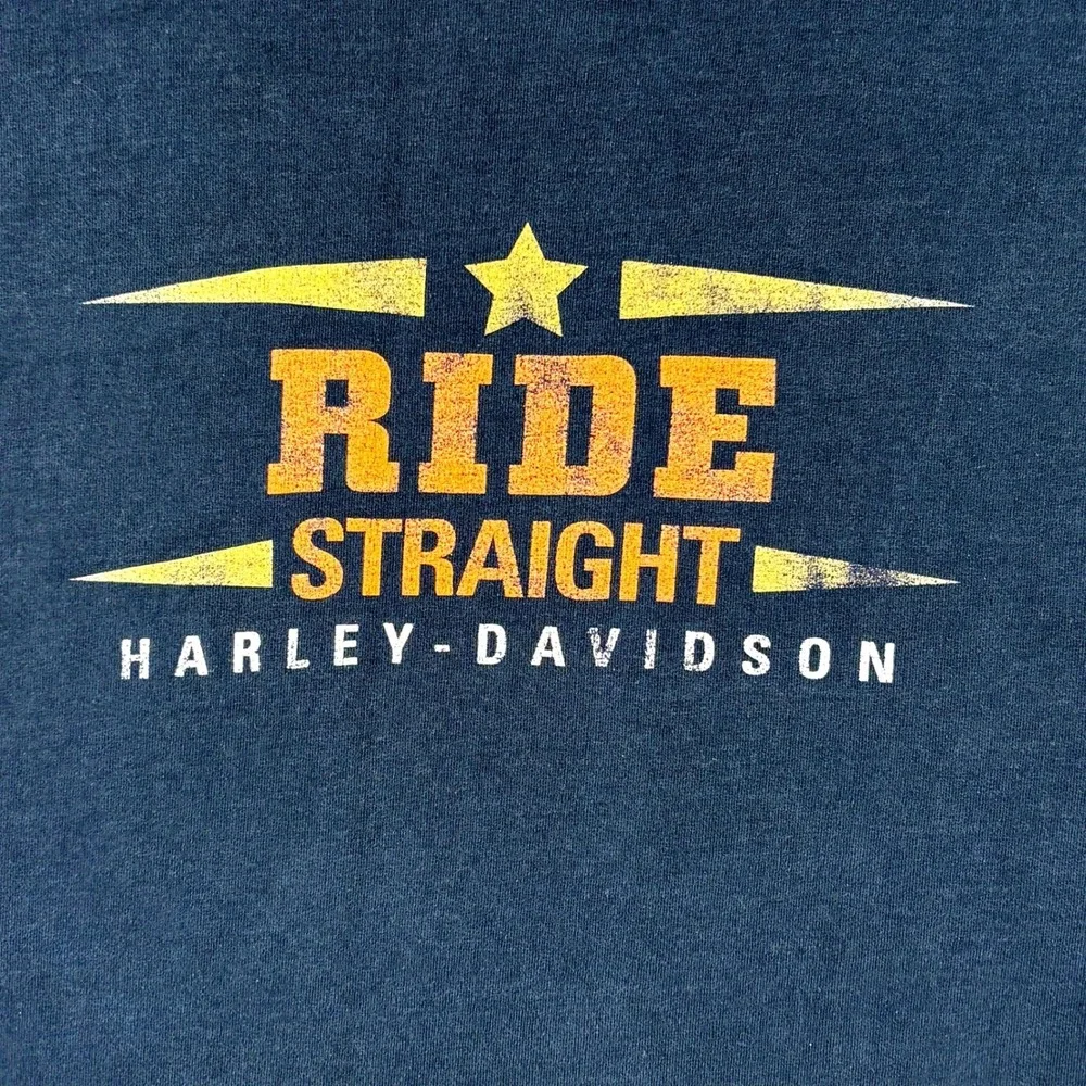 Vintage Harley-Davidson Miller Life Ride Straight T-Shirt XL Black Racing Flag